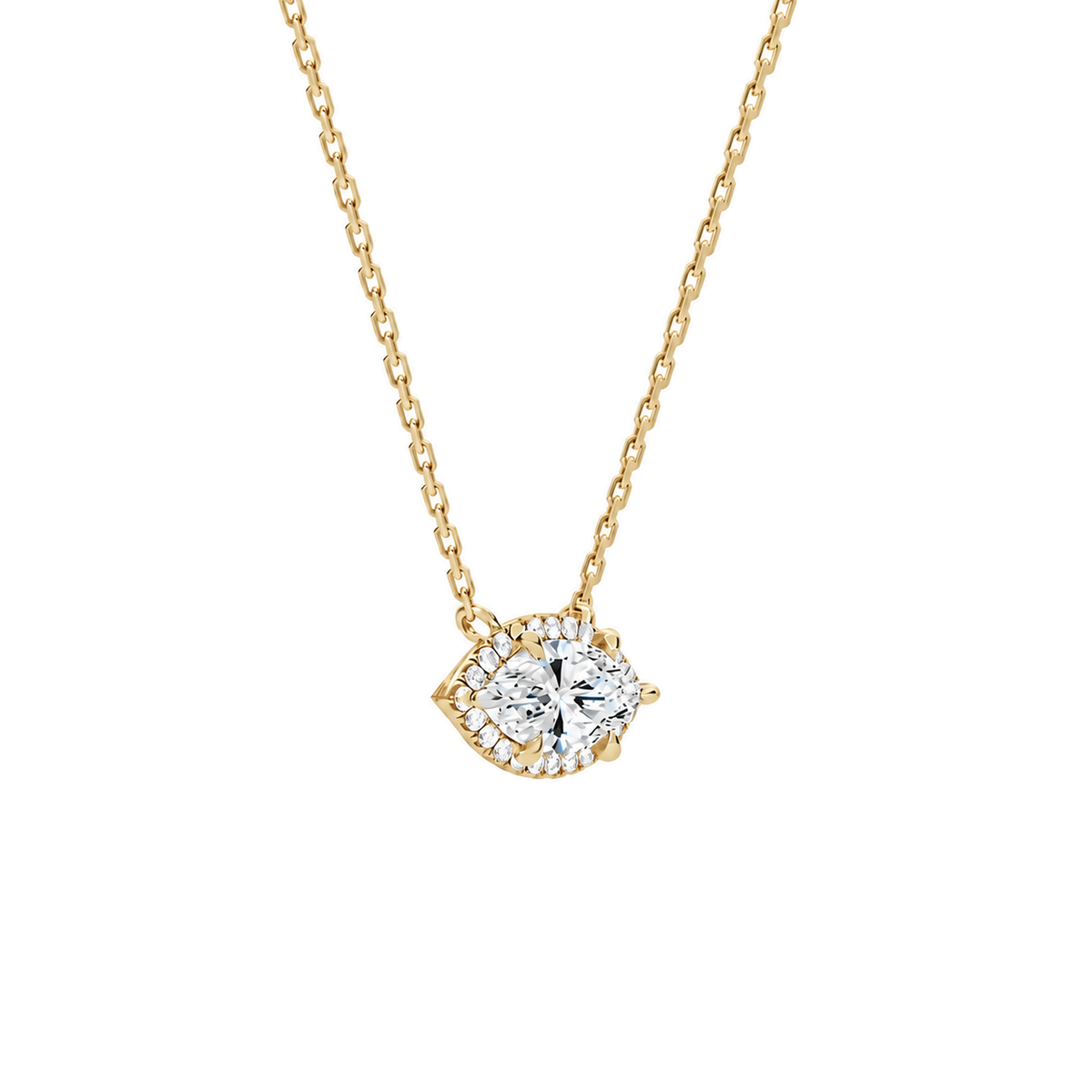 Jessa Marquise Halo Lab-Grown Diamond Necklace in 18K Yellow Gold, alternate product view