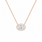 Jessa Oval Halo Lab-Grown Diamond Necklace in 14K Rose Gold, front view