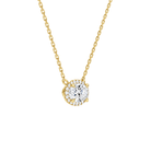 Jessa Oval Halo Lab-Grown Diamond Necklace in 14K Yellow Gold, alternate product view