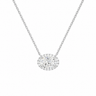 Jessa Oval Halo Lab-Grown Diamond Necklace in 18K White Gold, front view