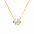 Jessa Oval Halo Lab-Grown Diamond Necklace in 18K Yellow Gold, front view