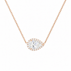 Jessa Pear Halo Lab-Grown Diamond Necklace in 14K Rose Gold, front view