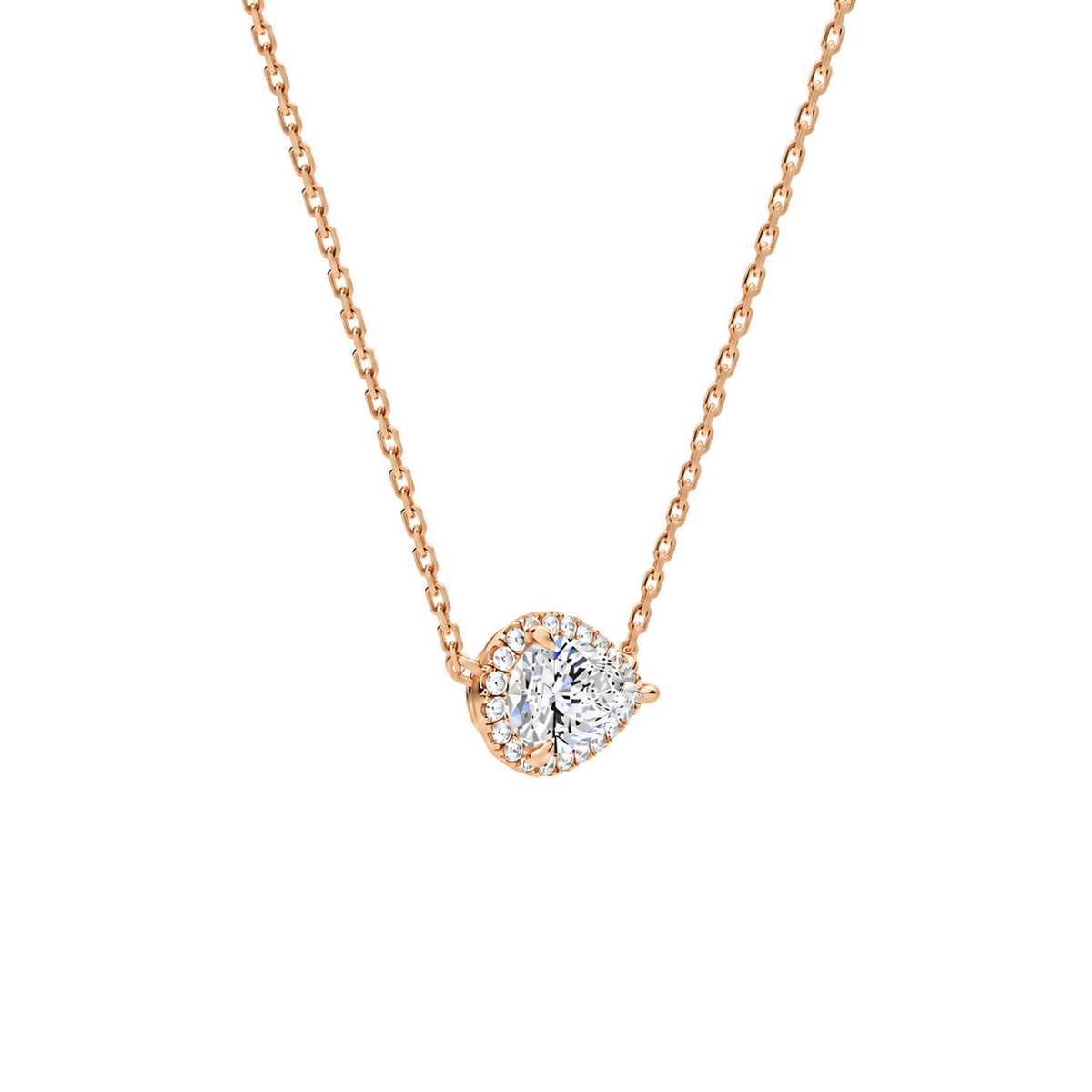 Jessa Pear Halo Lab-Grown Diamond Necklace in 14K Rose Gold, alternate product view