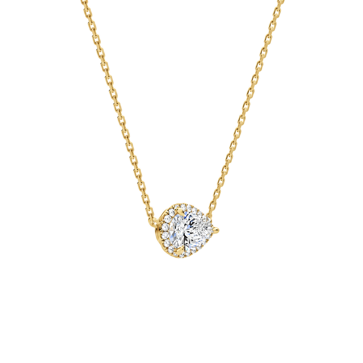 Jessa Pear Halo Lab-Grown Diamond Necklace in 14K Yellow Gold, alternate product view