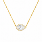 Jessa Pear Halo Lab-Grown Diamond Necklace in 18K Yellow Gold, front view