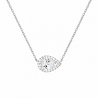 Jessa Pear Halo Lab-Grown Diamond Necklace in Platinum, front view