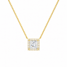 Jessa Princess Halo Lab-Grown Diamond Necklace in 14K Yellow Gold, front view