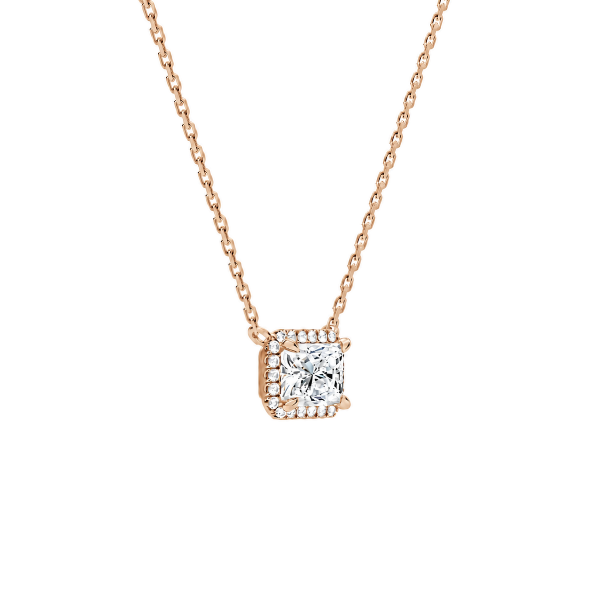 Jessa Radiant Halo Lab-Grown Diamond Necklace in 14K Rose Gold, alternate product view