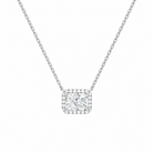 Jessa Radiant Halo Lab-Grown Diamond Necklace in 18K White Gold, front view