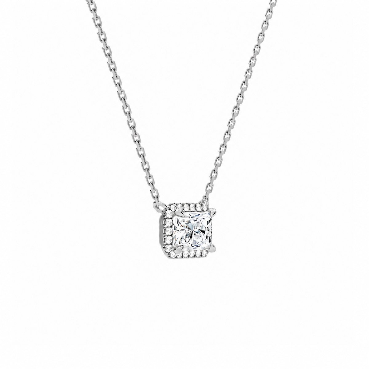 Jessa Radiant Halo Lab-Grown Diamond Necklace in Platinum, alternate product view