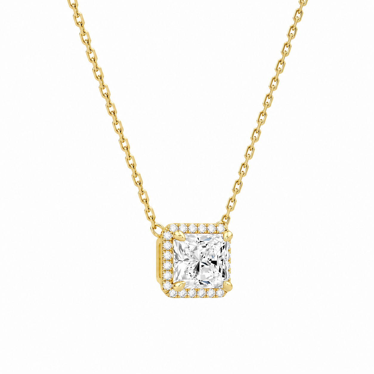 Jessa Radiant Halo Diamond Necklace in 18K Yellow Gold second product view