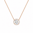 Jessa Round Halo Lab-Grown Diamond Necklace in 14K Rose Gold, front view