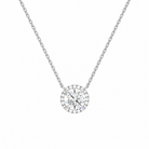 Jessa Round Halo Lab-Grown Diamond Necklace in 18K White Gold, front view