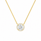 Jessa Round Halo Lab-Grown Diamond Necklace in 18K Yellow Gold, front view