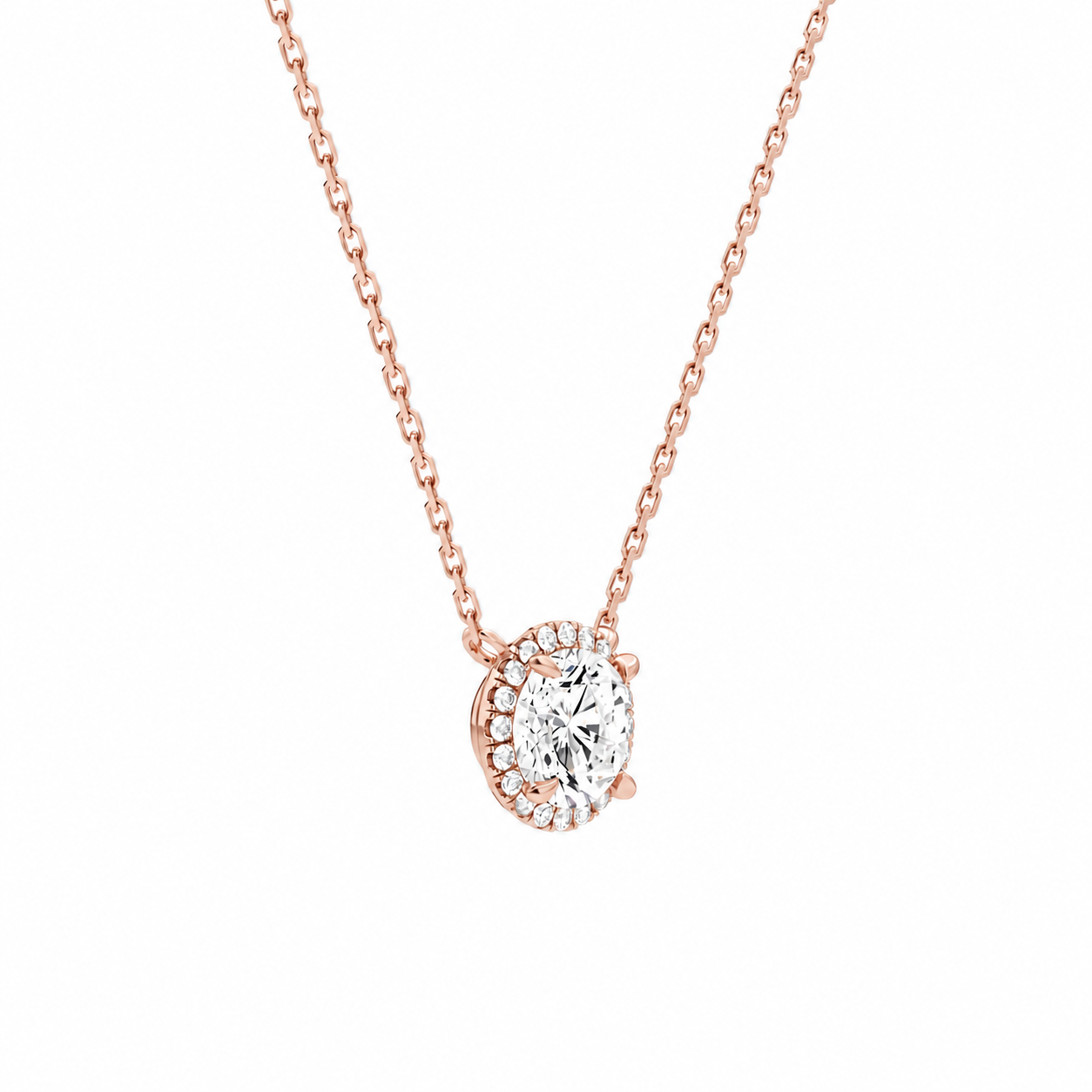 Jessa Round Halo Diamond Necklace in 14K Rose Gold second product view