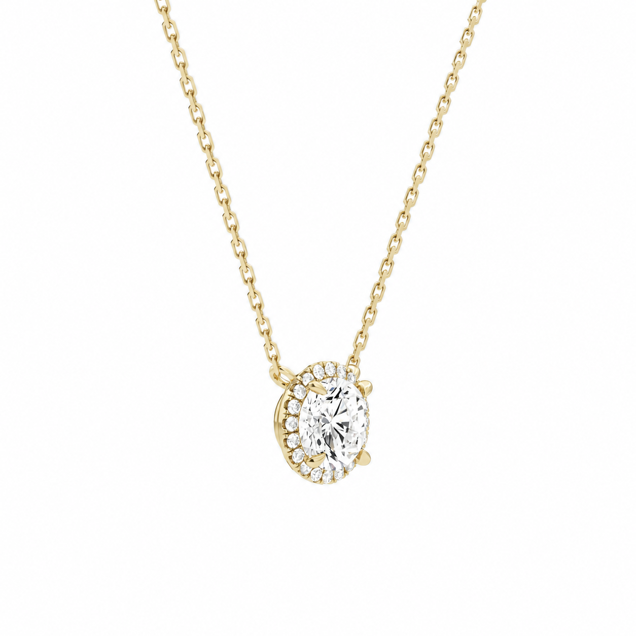 Jessa Round Halo Diamond Necklace in 14K Yellow Gold second product view