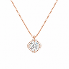 Malia Asscher Halo Lab-Grown Diamond Pendant Necklace in 14K Rose Gold, front view