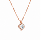 Malia Asscher Halo Lab-Grown Diamond Pendant Necklace in 14K Rose Gold, alternate product view