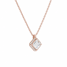 Malia Asscher Halo Diamond Pendant Necklace in 14K Rose Gold second product view