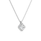 Malia Asscher Halo Diamond Pendant Necklace in 18K White Gold second product view