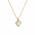 Malia Asscher Halo Diamond Pendant Necklace in 18K Yellow Gold second product view