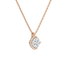 Malia Cushion Halo Lab-Grown Diamond Pendant Necklace in 14K Rose Gold, alternate product view