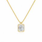 Malia Emerald Halo Lab-Grown Diamond Pendant Necklace in 18K Yellow Gold, front view