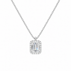 Malia Emerald Halo Lab-Grown Diamond Pendant Necklace in Platinum, front view