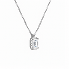 Malia Emerald Halo Lab-Grown Diamond Pendant Necklace in Platinum, alternate product view