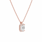 Malia Emerald Halo Diamond Pendant Necklace in 14K Rose Gold second product view