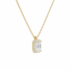 Malia Emerald Halo Diamond Pendant Necklace in 18K Yellow Gold second product view