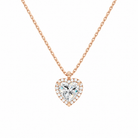 Malia Heart Halo Lab-Grown Diamond Pendant Necklace in 14K Rose Gold, front view
