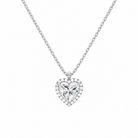 Malia Heart Halo Lab-Grown Diamond Pendant Necklace in 14K White Gold, front view