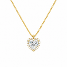 Malia Heart Halo Lab-Grown Diamond Pendant Necklace in 14K Yellow Gold, front view