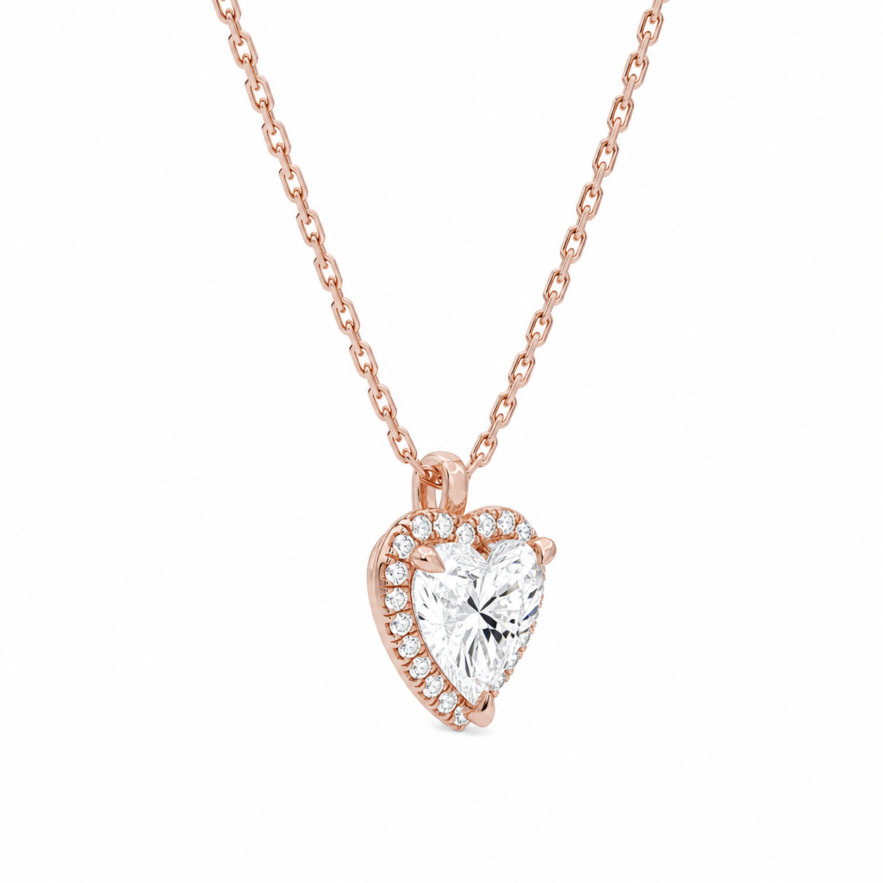 Malia Heart Halo Diamond Pendant Necklace in 14K Rose Gold second product view