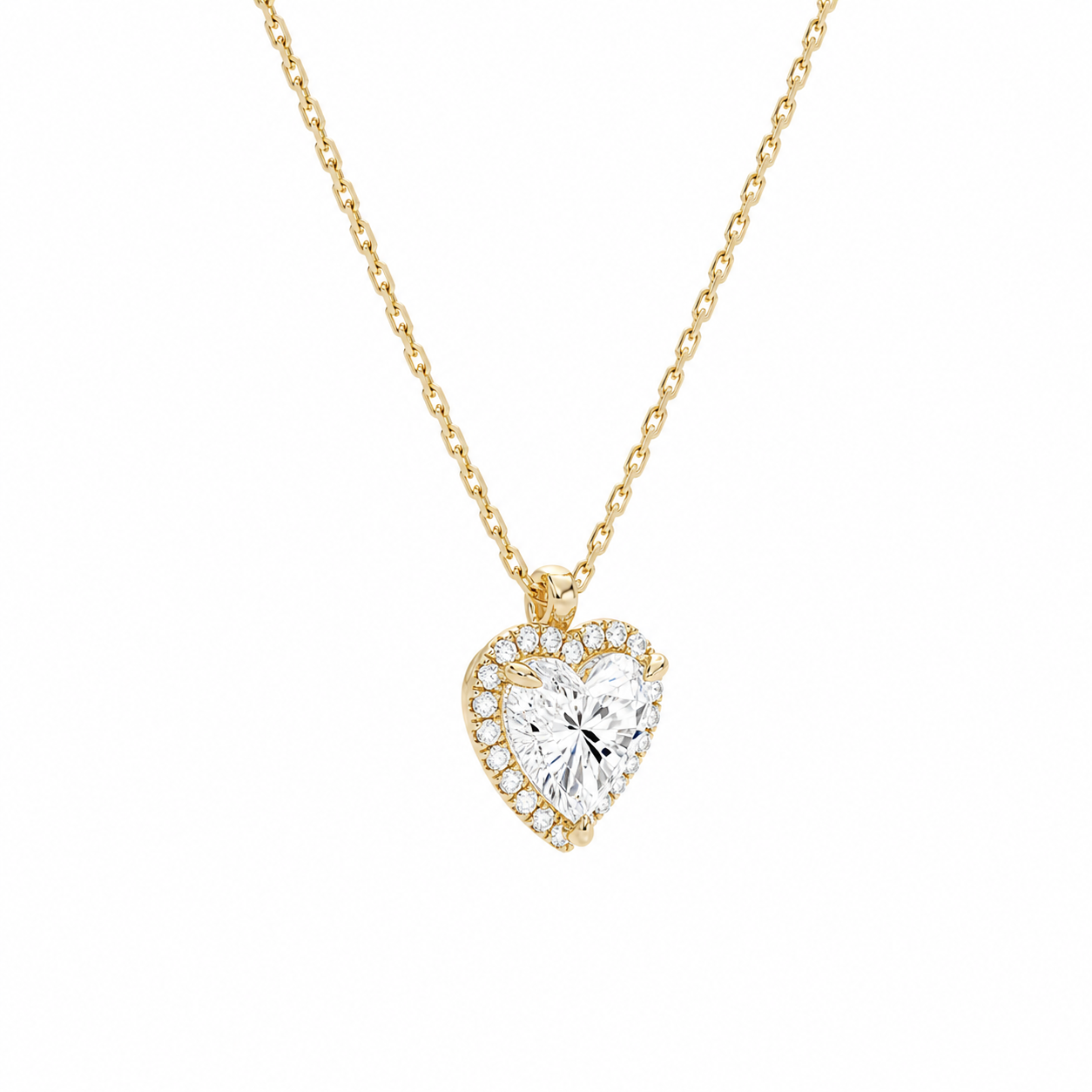 Malia Heart Halo Diamond Pendant Necklace in 14K Yellow Gold second product view