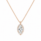 Malia Marquise Halo Lab-Grown Diamond Pendant Necklace in 14K Rose Gold, front view