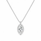 Malia Marquise Halo Lab-Grown Diamond Pendant Necklace in 18K White Gold, front view