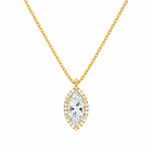 Malia Marquise Halo Lab-Grown Diamond Pendant Necklace in 18K Yellow Gold, front view