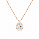Malia Oval Halo Lab-Grown Diamond Pendant Necklace in 14K Rose Gold, front view