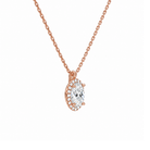 Malia Oval Halo Lab-Grown Diamond Pendant Necklace in 14K Rose Gold, alternate product view