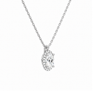Malia Oval Halo Lab-Grown Diamond Pendant Necklace in 14K White Gold, alternate product view
