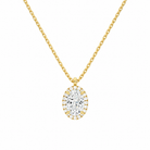 Malia Oval Halo Lab-Grown Diamond Pendant Necklace in 14K Yellow Gold, front view