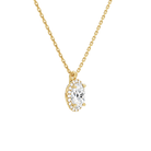 Malia Oval Halo Lab-Grown Diamond Pendant Necklace in 14K Yellow Gold, alternate product view