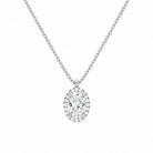 Malia Oval Halo Lab-Grown Diamond Pendant Necklace in Platinum, front view