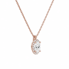 Malia Oval Halo Diamond Pendant Necklace in 14K Rose Gold second product view