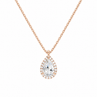 Malia Pear Halo Lab-Grown Diamond Pendant Necklace in 14K Rose Gold, front view