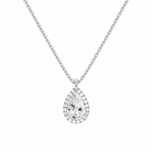 Malia Pear Halo Lab-Grown Diamond Pendant Necklace in 14K White Gold, front view