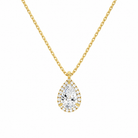 Malia Pear Halo Lab-Grown Diamond Pendant Necklace in 14K Yellow Gold, front view