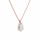 Malia Pear Halo Diamond Pendant Necklace in 14K Rose Gold second product view